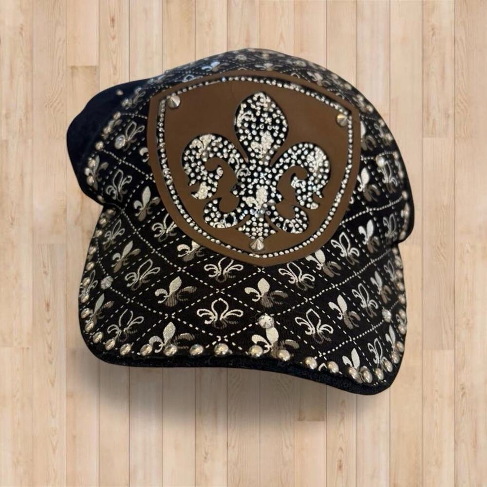 Stephanie Head Wear Snapback Hat Y2K Cross Embellished Ed Hardy Bejeweled Grunge